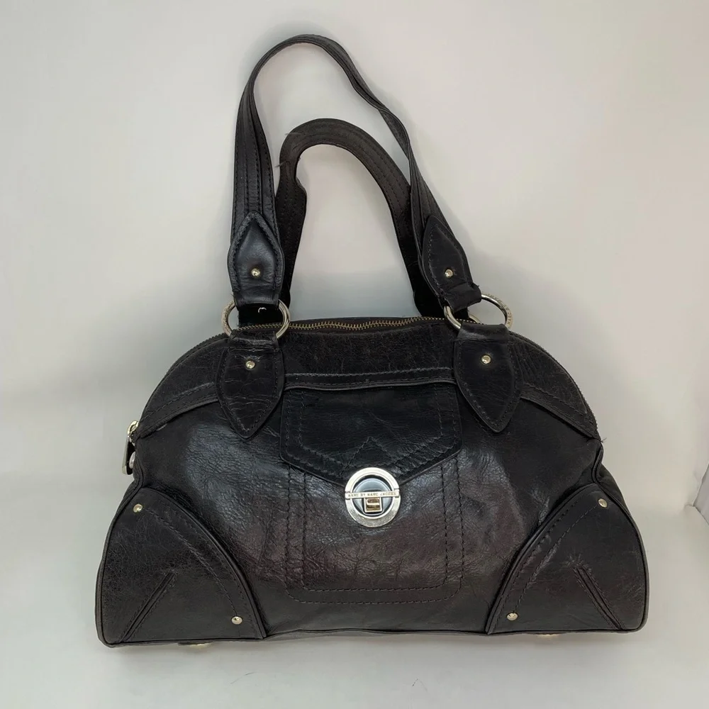 Marc Jacobs Large Vintage Bag Chocolate Brown Leather 3 Compartment Satchel